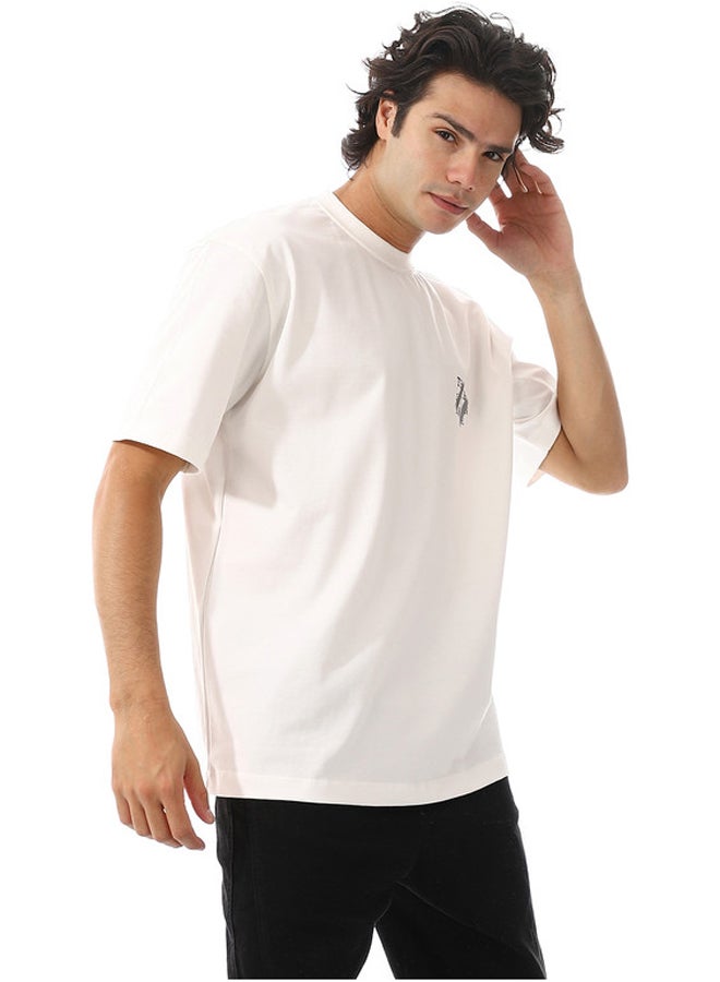 WHITE RABBIT Badge & Back Prints White T-Shirt - Image 2