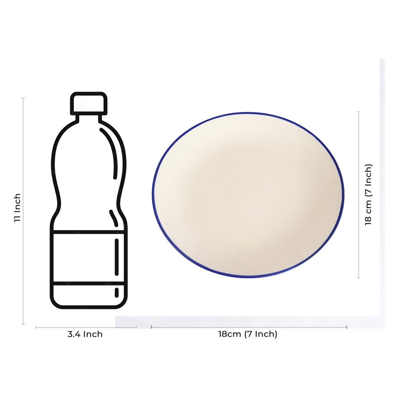 Caffeine Ceramic Handmade Stoneware White Matte Blue Patti Quarter Plate 7Set of 2 - Image 4