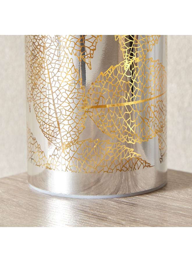 Home Box Nickle Glass Leaf Cutout Led Candleholder 8X8X15 Cm - Image 4