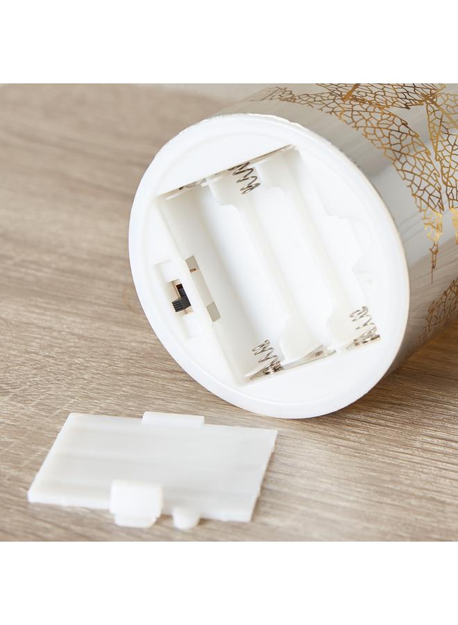 Home Box Nickle Glass Leaf Cutout Led Candleholder 8X8X15 Cm - Image 5