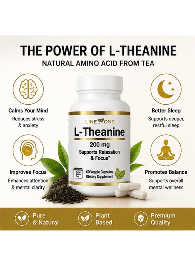 LINE ONE L-Theanine 200mg per Capsule, 60 Vegan Capsules Dietary Supplement, Specialized in Promoting Relaxation and Enhancing Attention - Image 3