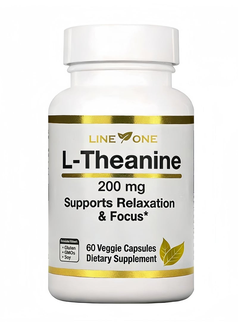 LINE ONE L-Theanine 200mg per Capsule, 60 Vegan Capsules Dietary Supplement, Specialized in Promoting Relaxation and Enhancing Attention - Image 1