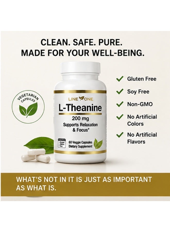 LINE ONE L-Theanine 200mg per Capsule, 60 Vegan Capsules Dietary Supplement, Specialized in Promoting Relaxation and Enhancing Attention - Image 5