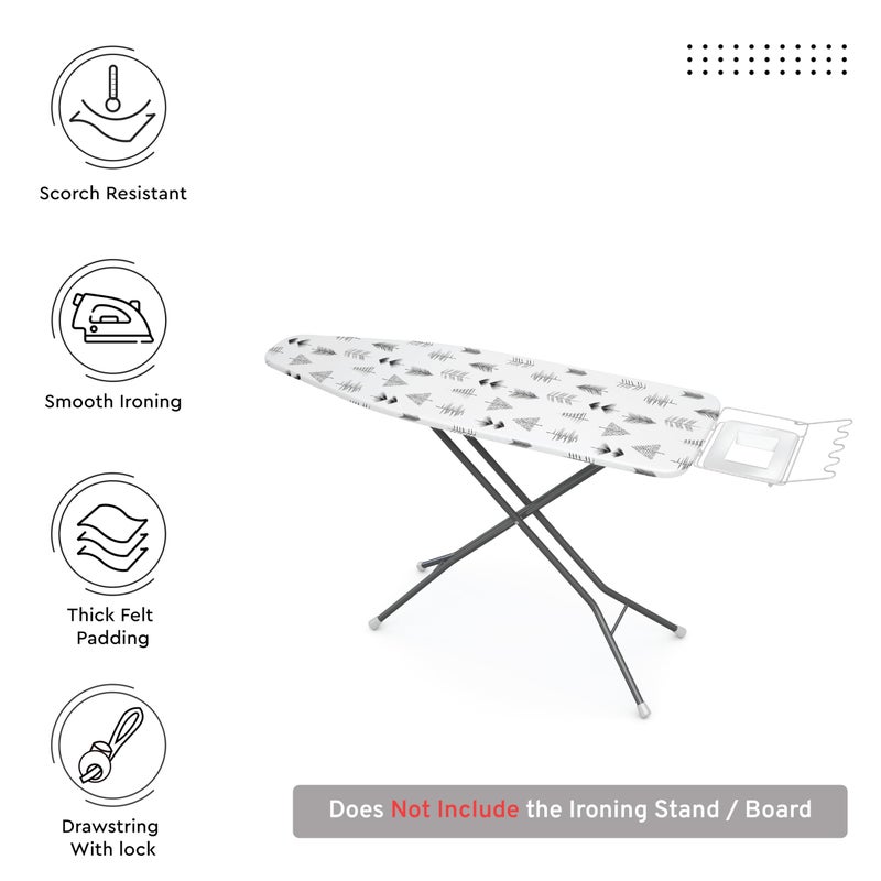Encasa XO Ironing Board Cover and Pad 49"x18" - Thick 3mm Felt Padding, Drawstring Tightening & Lock, Easy Fit, Scorch & Stain Resistant, Fits Wide Ironing Board - Black Arrow - Image 3