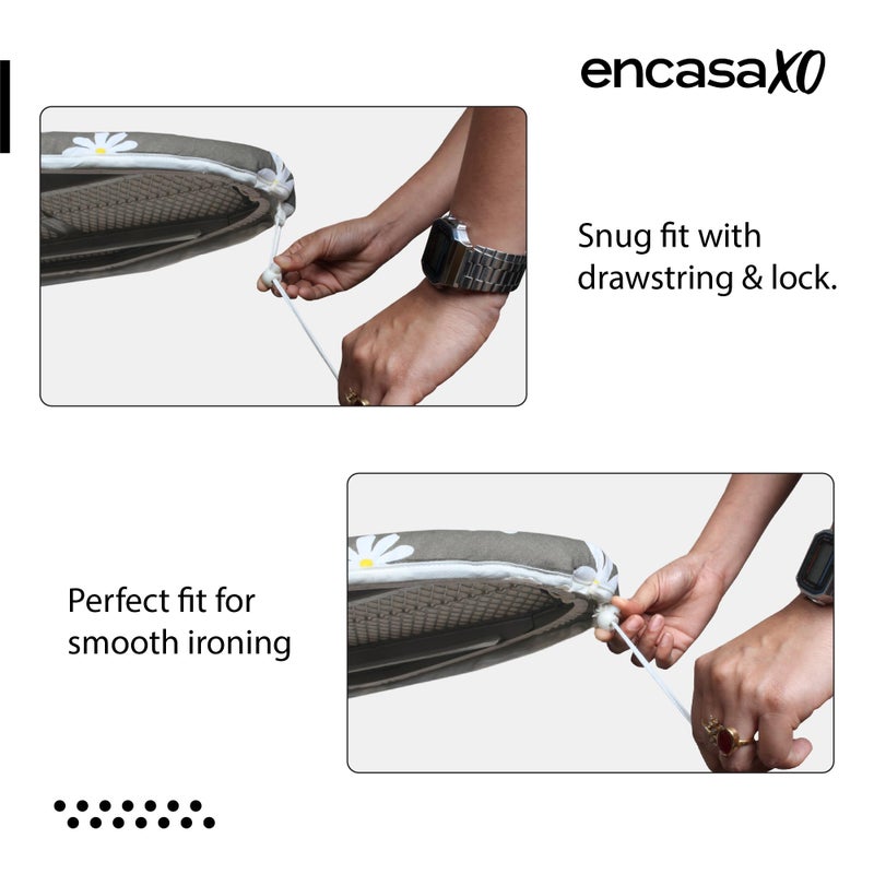 Encasa XO Ironing Board Cover and Pad 49"x18" - Thick 3mm Felt Padding, Drawstring Tightening & Lock, Easy Fit, Scorch & Stain Resistant, Fits Wide Ironing Board - Black Arrow - Image 4