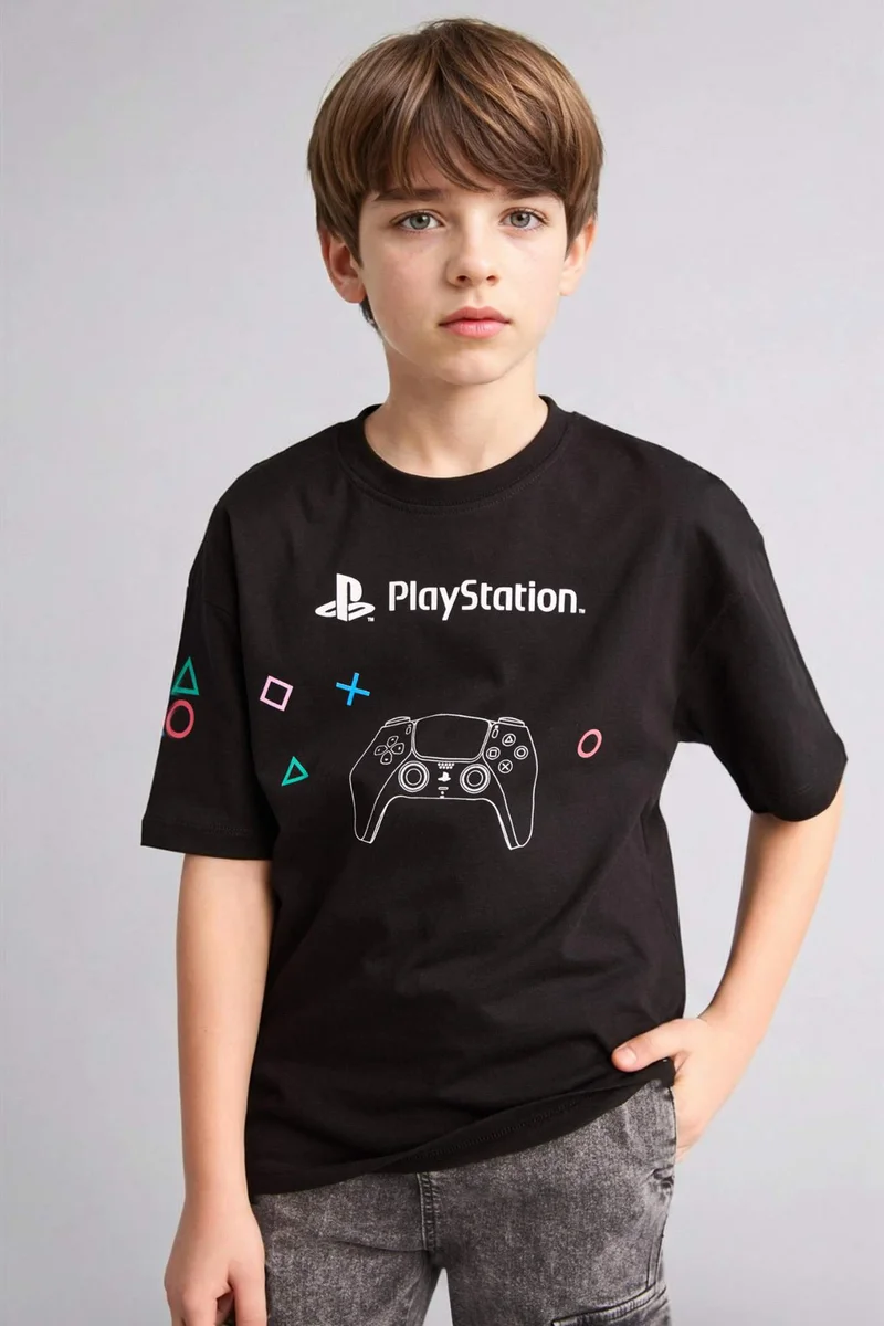 ديفاكتو Boy PlayStation Oversize Crew Neck T-Shirt