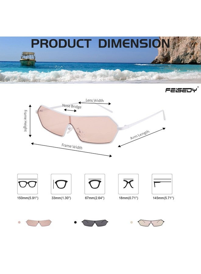 FEISEDY Fashion Small Flat Top Sunglasses 80S Futuristic Cyclops Cyber Visor Sunglassesmen Women B2744 - Image 4