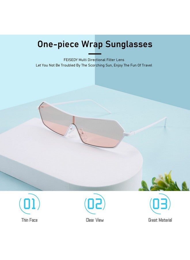 FEISEDY Fashion Small Flat Top Sunglasses 80S Futuristic Cyclops Cyber Visor Sunglassesmen Women B2744 - Image 5