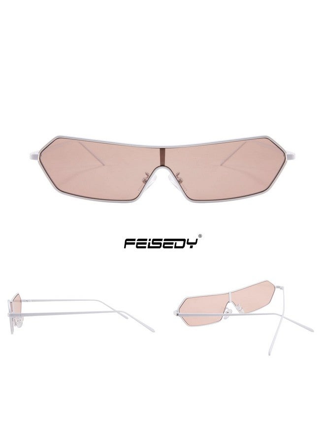FEISEDY Fashion Small Flat Top Sunglasses 80S Futuristic Cyclops Cyber Visor Sunglassesmen Women B2744 - Image 2