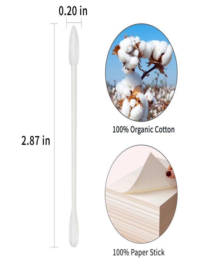 HOMEFOX Cotton Swabs Precision Pointed - 400 Count Pointy Organic Cotton Buds Double Side Tightly Wrapped Cotton Tips Paper Stick Soft Gentle Lint-Free Cruelty-Free, Pointy & Round (White) - Image 3