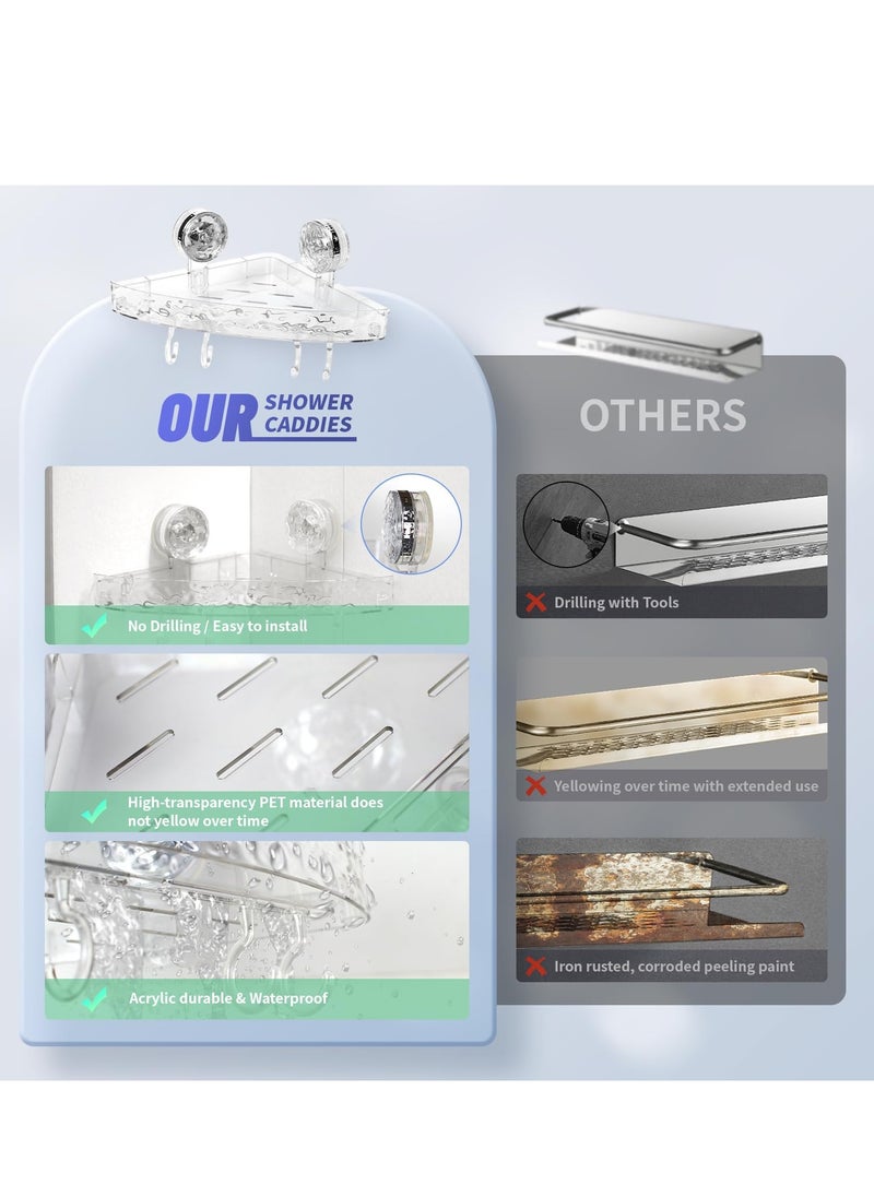 SYOSI - Shower Caddy Suction Cup Storage Rack Clear Acrylic Shower Shelves Glacier Water Ripples Corner Shelf For Bathroom Shower Accessories,transparent - Image 1