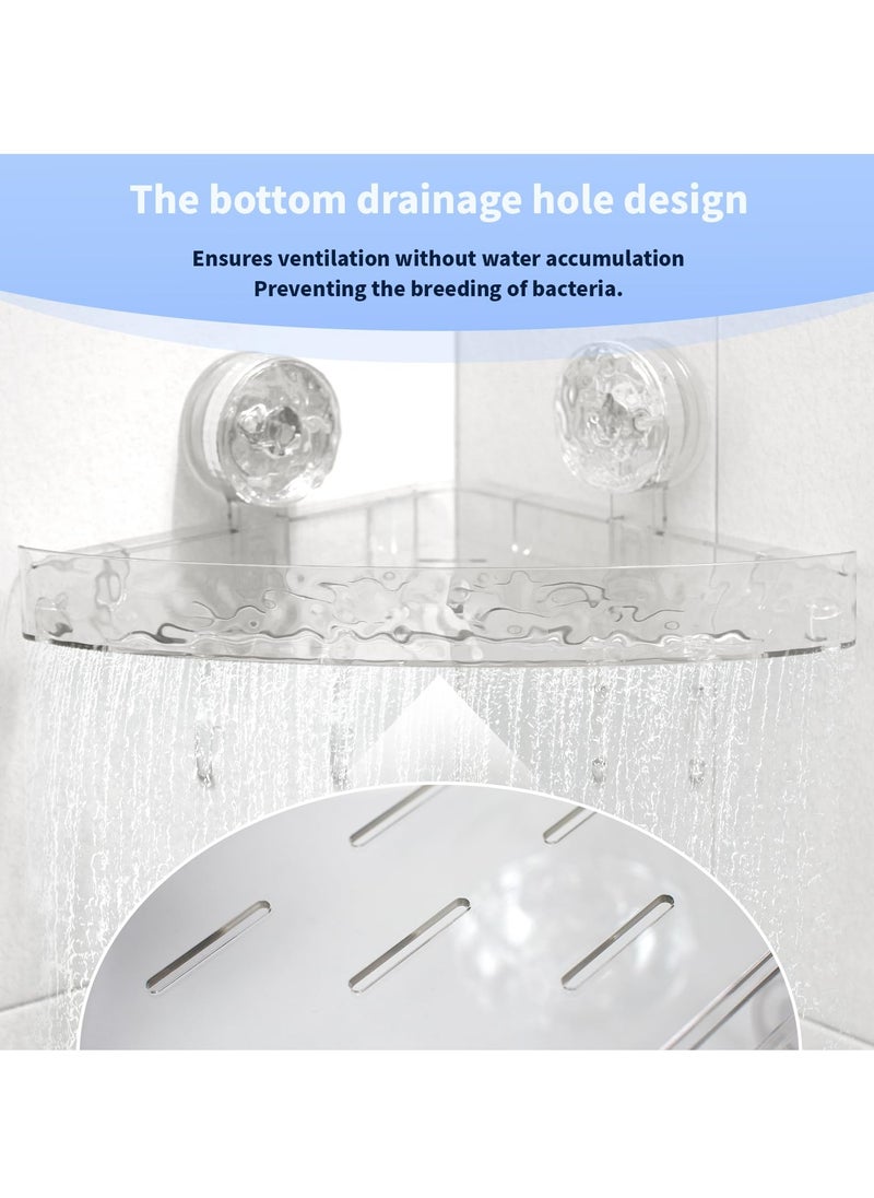 SYOSI - Shower Caddy Suction Cup Storage Rack Clear Acrylic Shower Shelves Glacier Water Ripples Corner Shelf For Bathroom Shower Accessories,transparent - Image 1