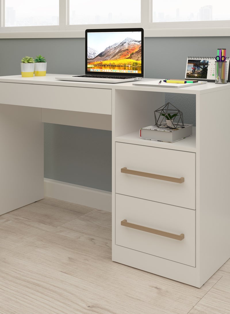 Tecnomobili Office Computer Desk 3Drawers White Color 136x74.5x46.5cm  - Image 2