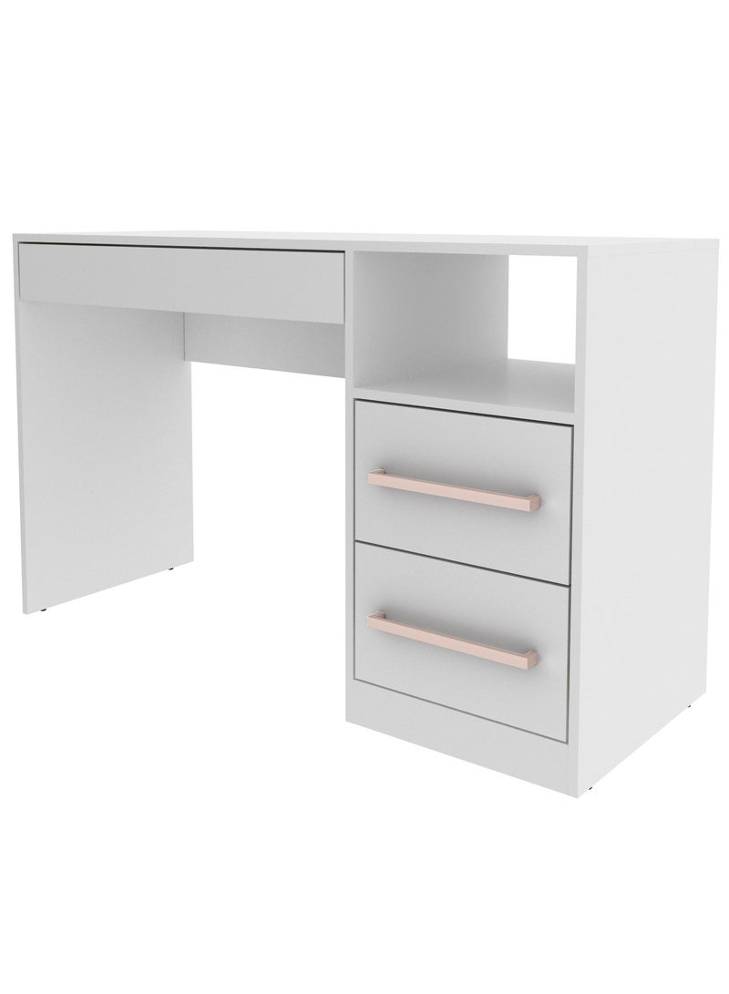Tecnomobili Office Computer Desk 3Drawers White Color 136x74.5x46.5cm  - Image 3