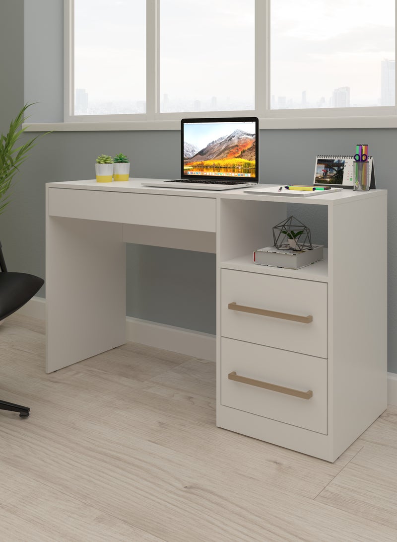 Tecnomobili Office Computer Desk 3Drawers White Color 136x74.5x46.5cm  - Image 1