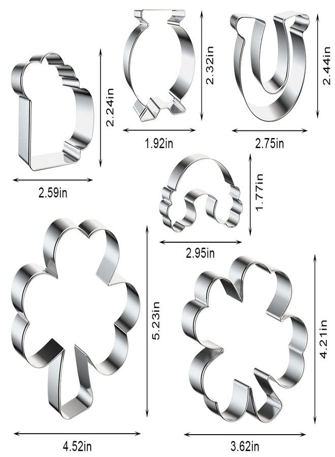 Hying 6 PCS St. Patrick's Day Cookie Cutters for Baking, Irish Shamrock Cookie Cutters Stainless Steel Holiday Cake Biscuit Cutters Molds Sets for Saint Patrick Day DIY Baking - Image 2