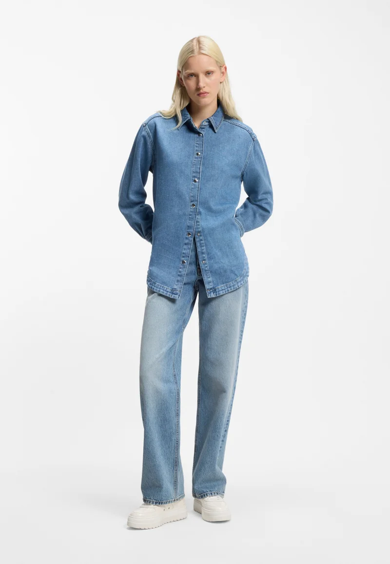 HUGO Light Blue Wide-leg jeans in blue cotton denim for Women | Best Price UAE
