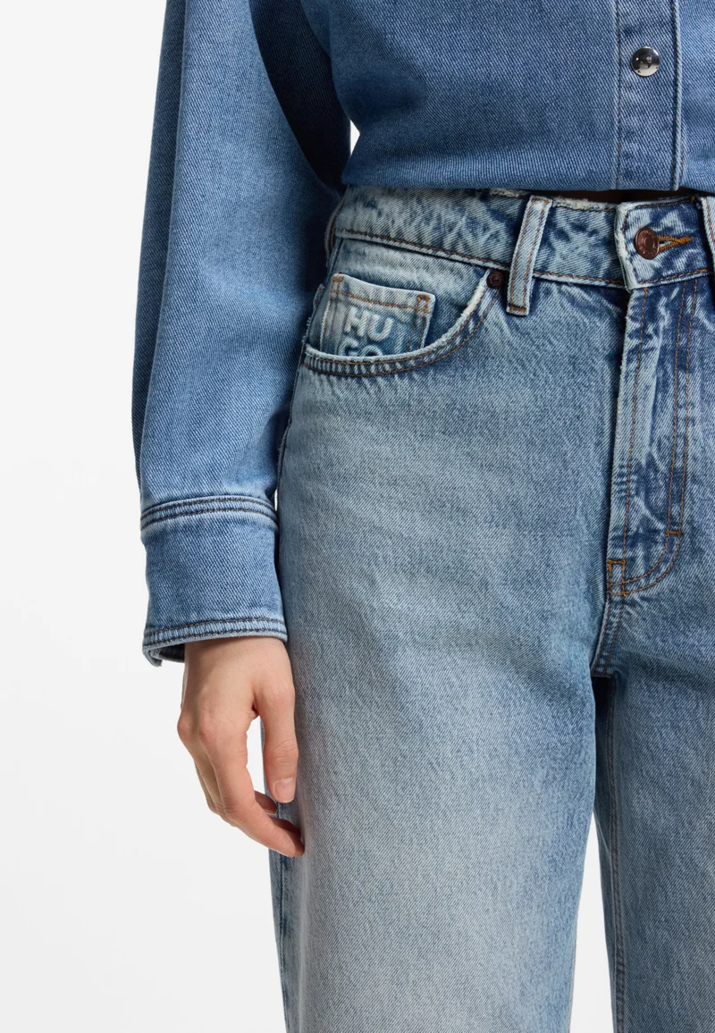 HUGO Light Blue Wide-leg jeans in blue cotton denim for Women | Best Price UAE