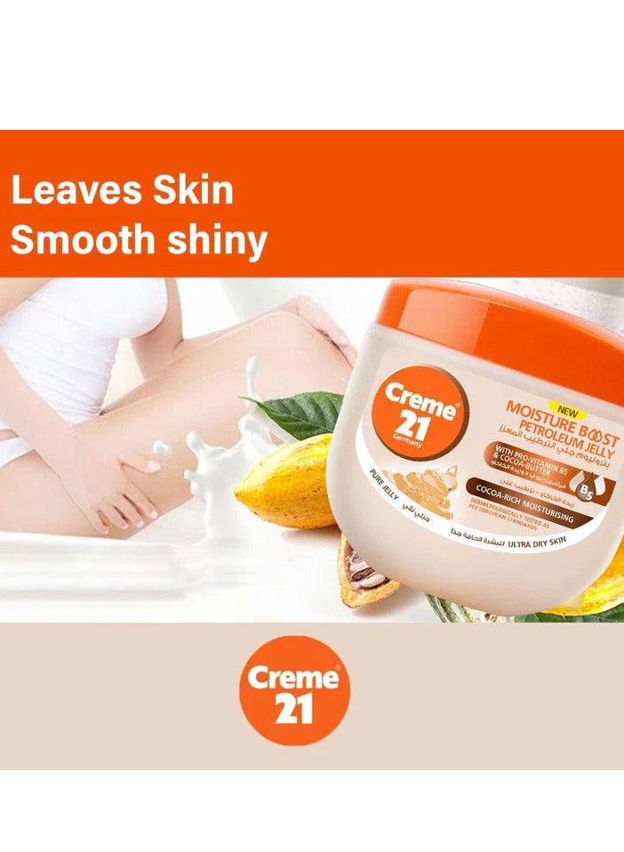 Creme 21 Petrellium Jelly Moisturizing Cream Enriched With Pro-Vitamin B5 And Cocoa Butter ultra Dry Skin 300ml - Image 2