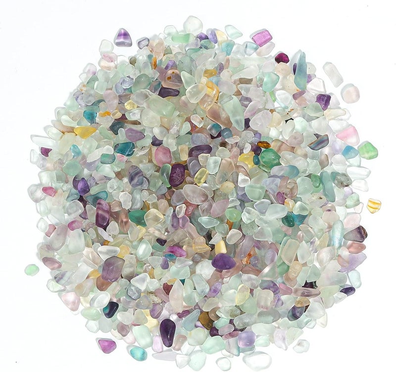 T4U Crystal Chips Stone Crushed Quartz Glass 0.5LB - Fluorite Tumbled Gravel Small Decorative Pebbles Bulk, Mini Polished Rocks Pieces for Crafts, Vases Filler, Succulent Plants, Aquarium Gravel Rocks - Image 1