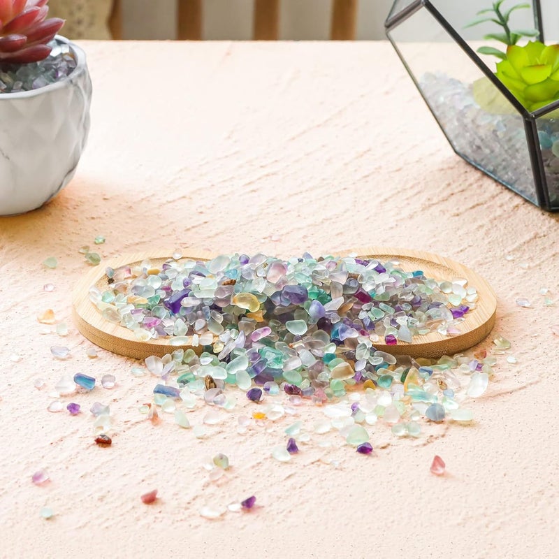 T4U Crystal Chips Stone Crushed Quartz Glass 0.5LB - Fluorite Tumbled Gravel Small Decorative Pebbles Bulk, Mini Polished Rocks Pieces for Crafts, Vases Filler, Succulent Plants, Aquarium Gravel Rocks - Image 2