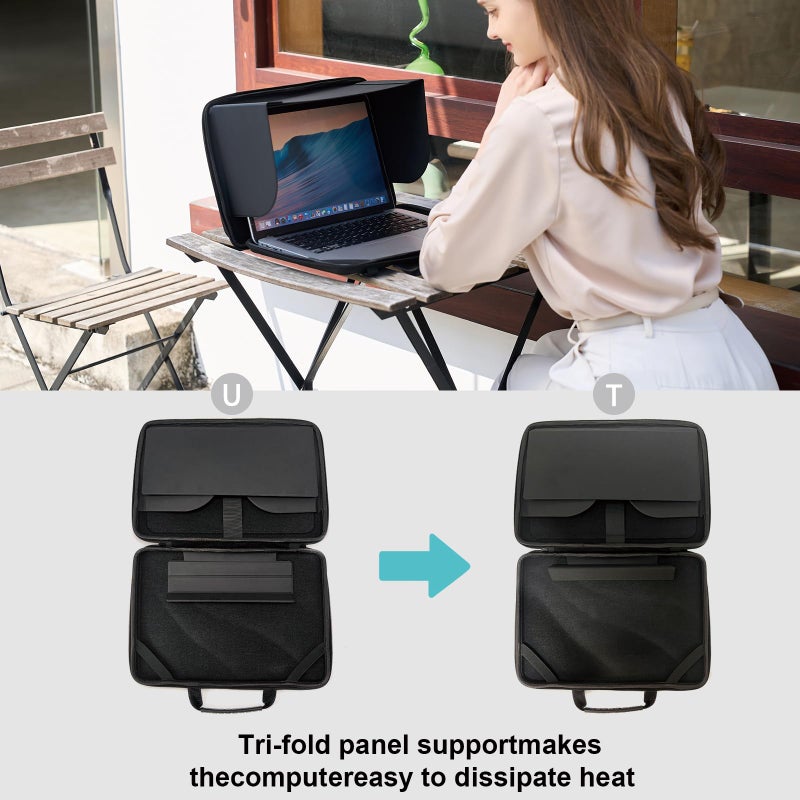 BUG 14.2-15.6 Inch Laptop Sun Shade Bag, Chromebook Protective Sleeve Case Shoulder Bag with Sun Hood Foldable Portable Shield Cover for Working Outside, Computer Hard Shell Case(Patent Pending) - Image 3