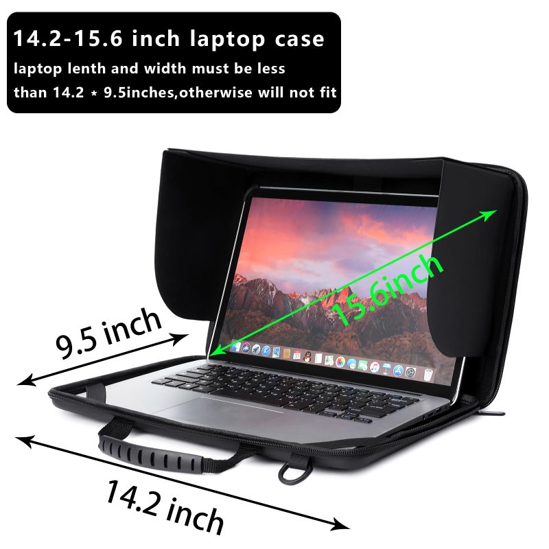 BUG 14.2-15.6 Inch Laptop Sun Shade Bag, Chromebook Protective Sleeve Case Shoulder Bag with Sun Hood Foldable Portable Shield Cover for Working Outside, Computer Hard Shell Case(Patent Pending) - Image 2