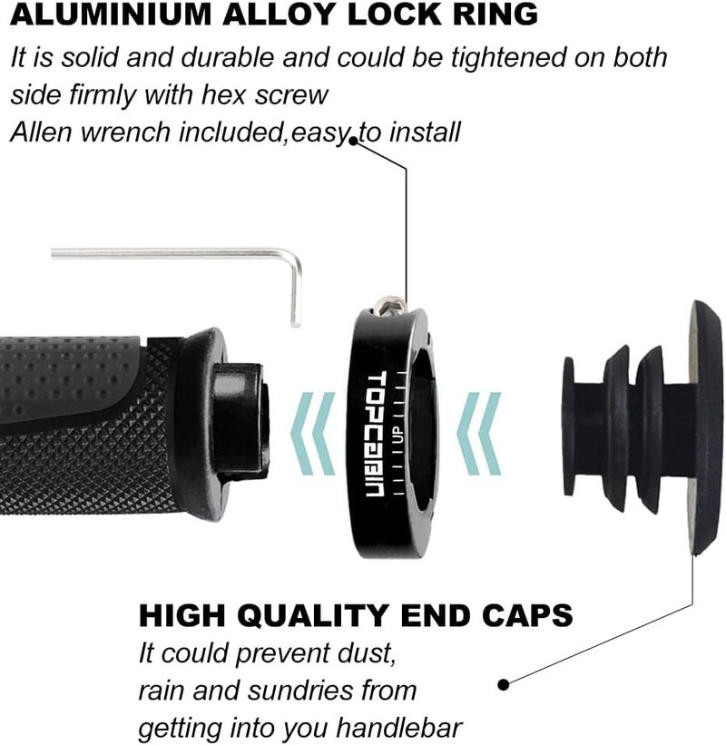 TOPCABIN Bike Handlebar Grips,Short Mini Bicycle Handlebar Grips Two-Color Rubber Bike Grips Fit Many Standard Bikes 2PCS 90MM Length - Image 2