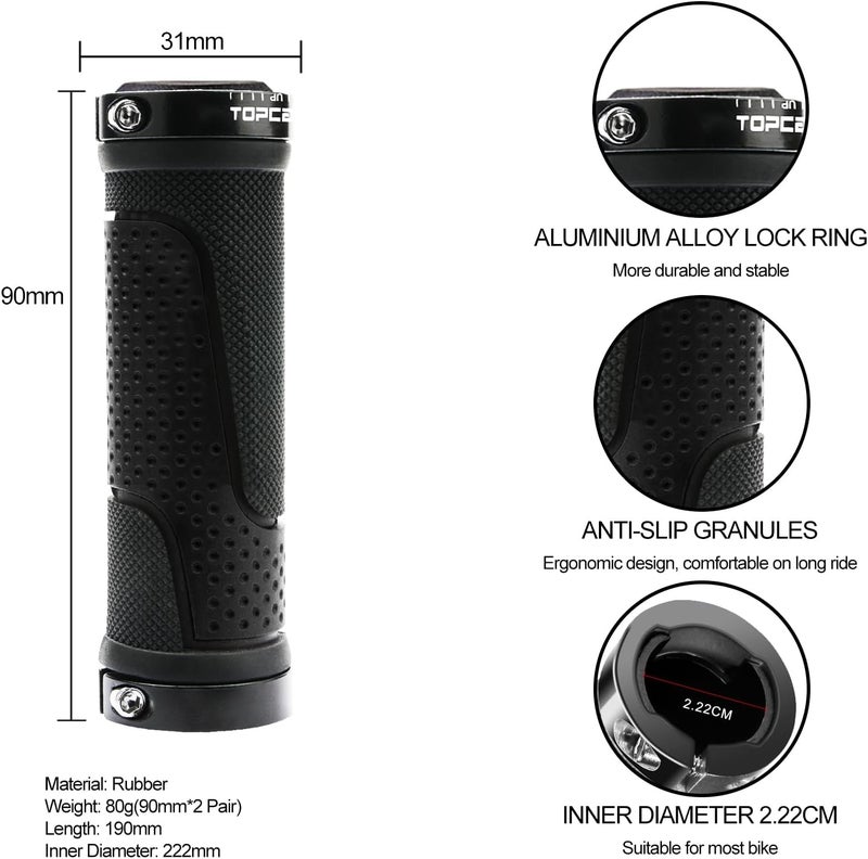 TOPCABIN Bike Handlebar Grips,Short Mini Bicycle Handlebar Grips Two-Color Rubber Bike Grips Fit Many Standard Bikes 2PCS 90MM Length - Image 5