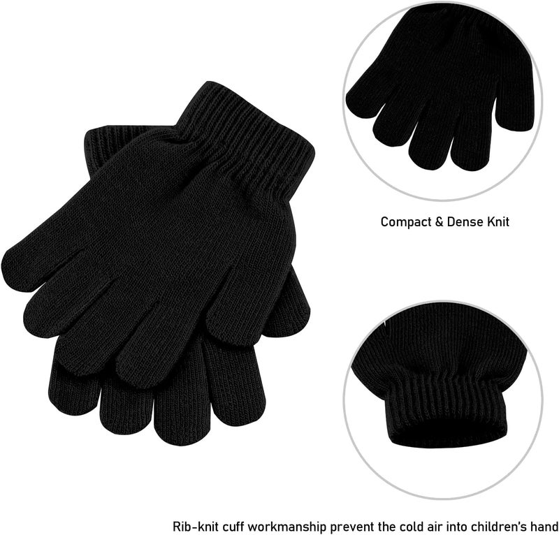 ONESING 3-24 Pairs Winter Knit Gloves for Kids - White Finger Gloves for Boys and Girls - Image 2
