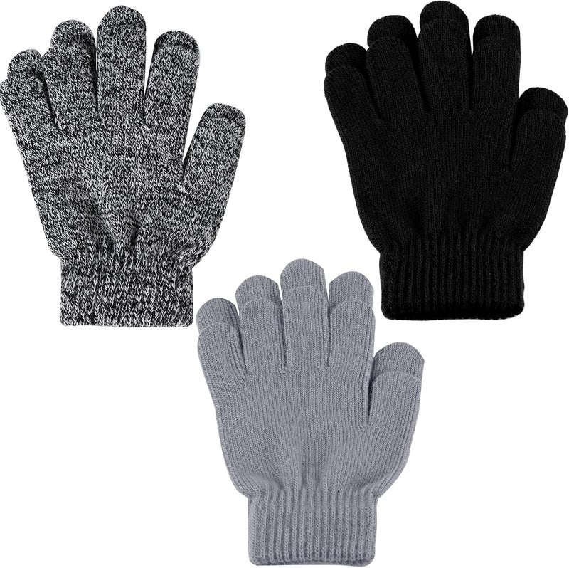 ONESING 3-24 Pairs Winter Knit Gloves for Kids - White Finger Gloves for Boys and Girls - Image 1
