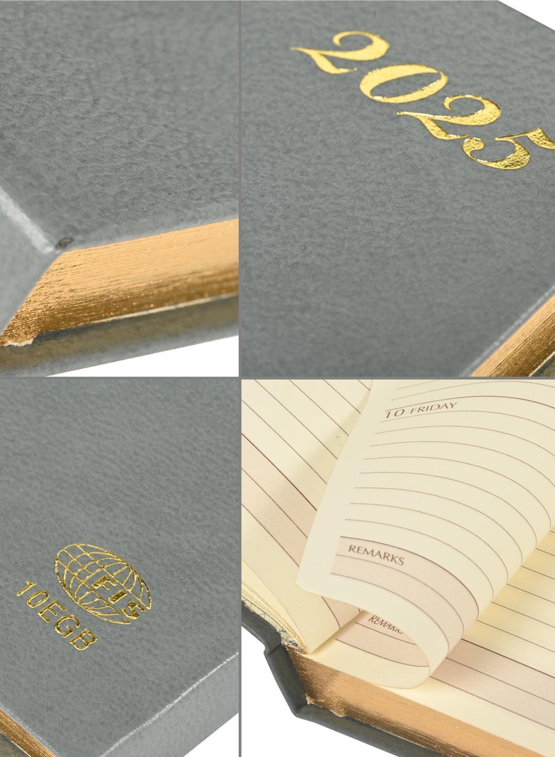 FIS Golden Bonded Leather Pocket Diary 2025 (English) Grey - FSDI10EGB25GY - Image 3