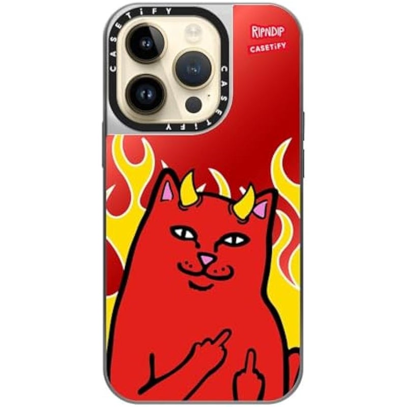 Casetify Mirror Case for iPhone 14 Pro 【RipNDip Colab/Reflective / 4.9ft Drop Protection/Compatible with Magsafe】 - Lord Devil - Silver on Silver - Image 4