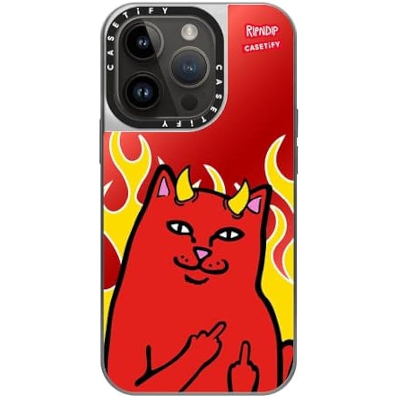 Casetify Mirror Case for iPhone 14 Pro 【RipNDip Colab/Reflective / 4.9ft Drop Protection/Compatible with Magsafe】 - Lord Devil - Silver on Silver - Image 3