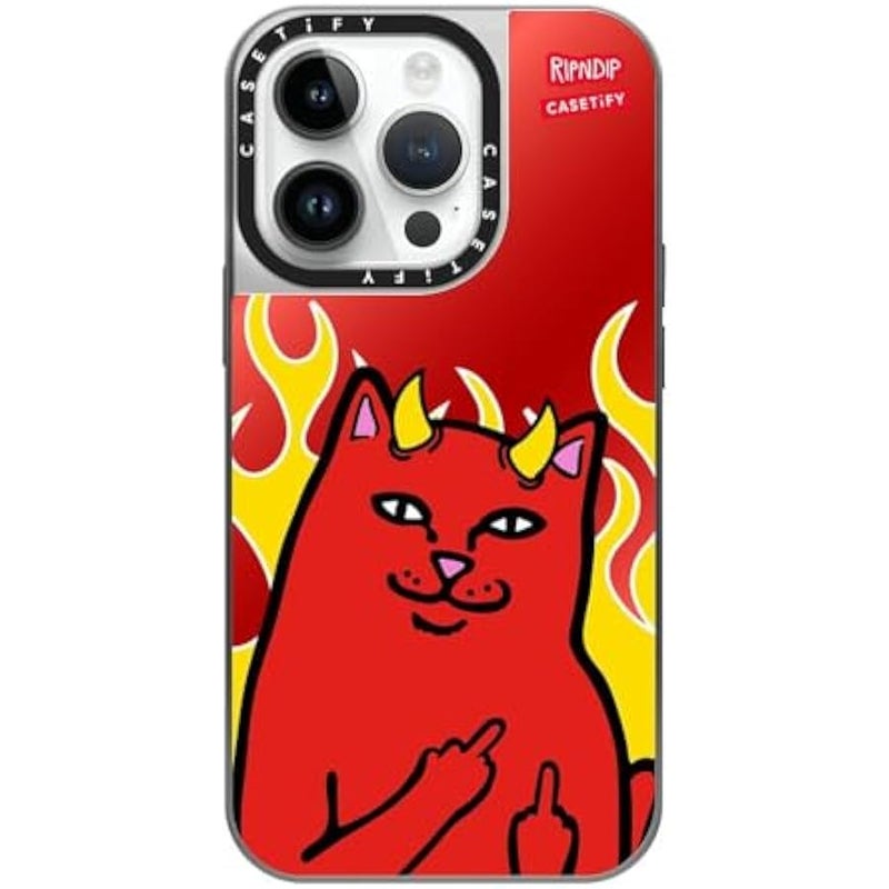 Casetify Mirror Case for iPhone 14 Pro 【RipNDip Colab/Reflective / 4.9ft Drop Protection/Compatible with Magsafe】 - Lord Devil - Silver on Silver - Image 1