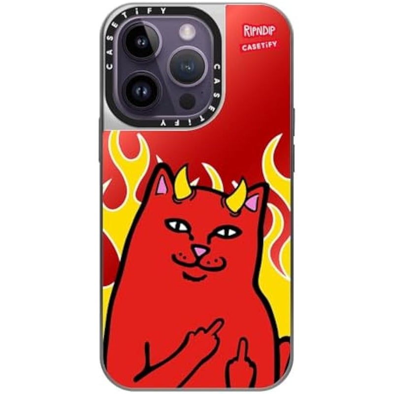 Casetify Mirror Case for iPhone 14 Pro 【RipNDip Colab/Reflective / 4.9ft Drop Protection/Compatible with Magsafe】 - Lord Devil - Silver on Silver - Image 2