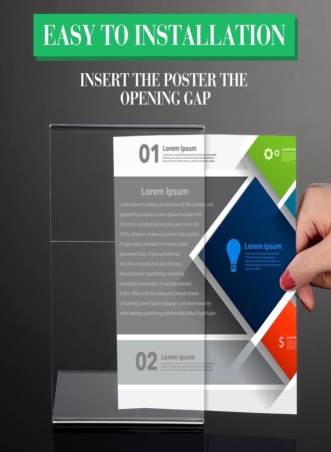 Yulejo 12 Pcs Acrylic Sign Holder 5 x 7 Inch Slanted Back Clear Plastic Sign Holder Flyer Paper Picture Document Photo Frames l Shape Display Stand for Office Restaurant Desktop - Image 5