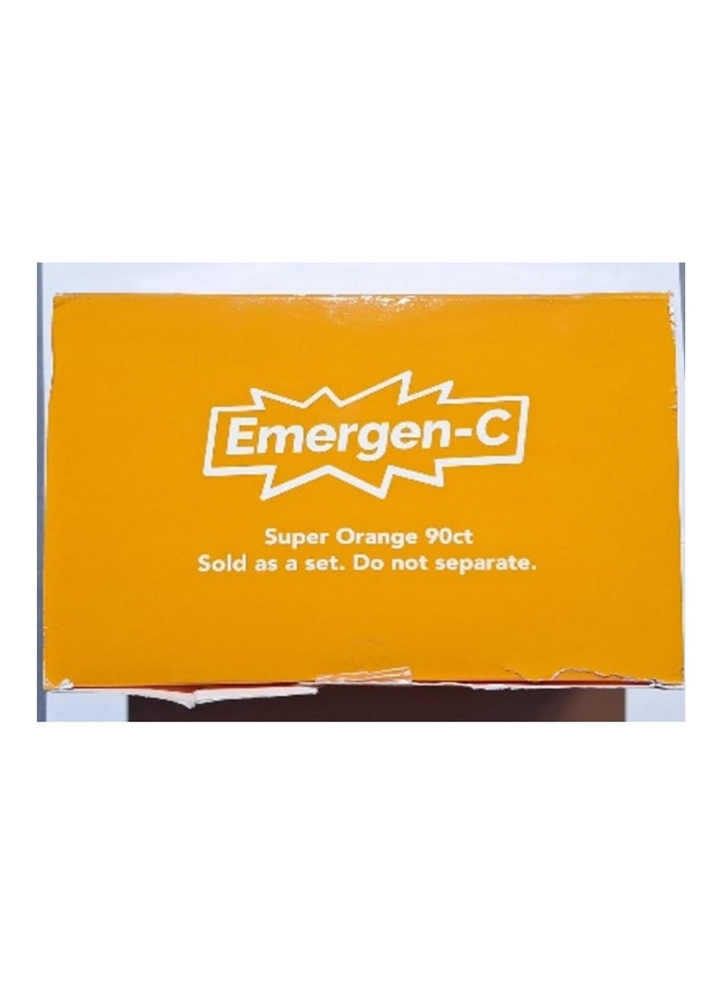 إميرجن-سي مسحوق فيتامين C 1000 ملغ من Emergen-C لدعم المناعة اليومي، مكملات فيتامين C الخالية من الكافيين مع الزنك والمنغنيز، وفيتامينات B والإلكتروليتات، ونكهة البرتقال الفائقة - 90 قطعة / كمية تكفي لمدة 3 أشهر