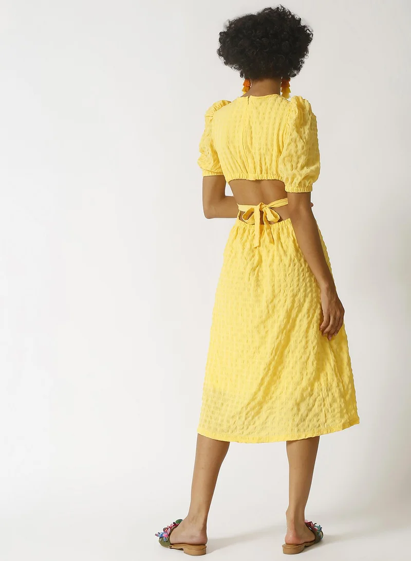 PINACOLADA Textured Yellow Dress
