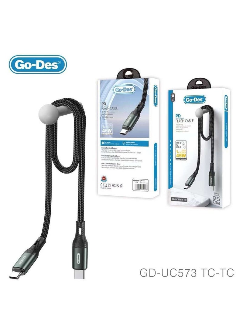 جو-ديز كابل فلاش من النوع C إلى النوع C من Go-Des GD-UC573 - Image 2