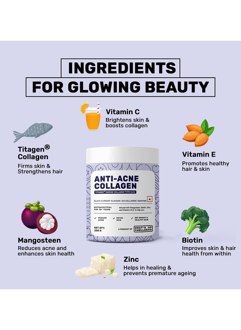 What 's Up What’s Up Anti Acne Collagen Black Currant Flavor, 200gm - Image 3