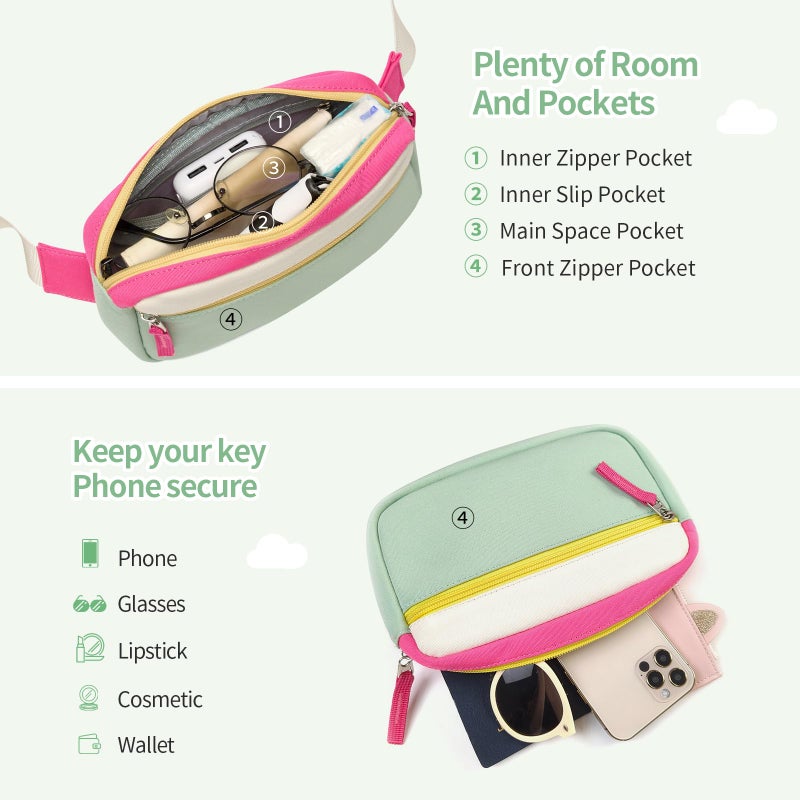 Cotmcor Fanny Pack Teens Easter Basket Stuffers for Kids: Birthday Gift for 5 6 7 8 9 10 11 12 Year Old Teen Girls, Preppy Cute Trendy Stuff Colorblock Crossbody Bag Adjustable Belt Bags for Travel - Image 5