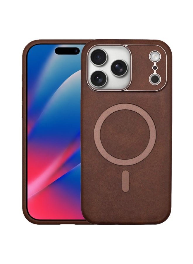 Elegant magnetic case with leather-look finish for iPhone 17 Pro Max. Slim, soft-touch, and shock-resistant design that protects your phone in style. - Image 1