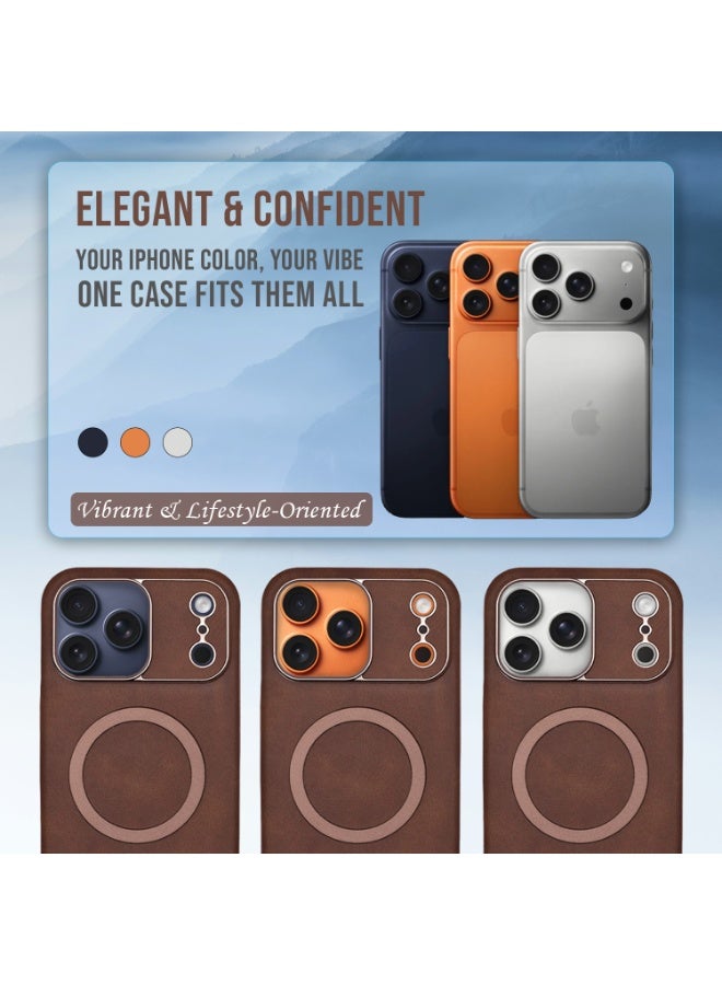 Elegant magnetic case with leather-look finish for iPhone 17 Pro Max. Slim, soft-touch, and shock-resistant design that protects your phone in style. - Image 2