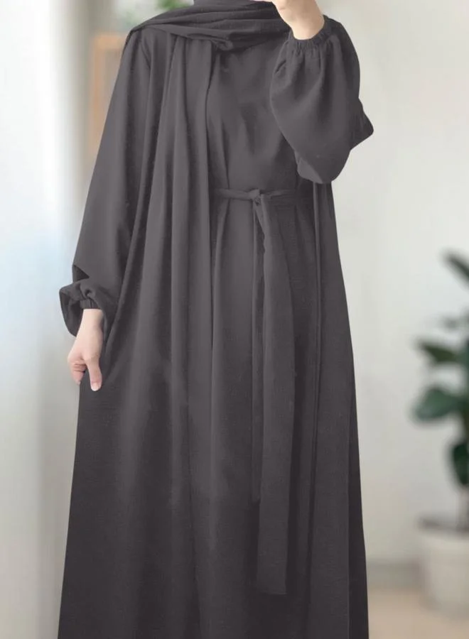 Take Two Women Solid Long Sleeve Front Open Abaya with Inner Dress