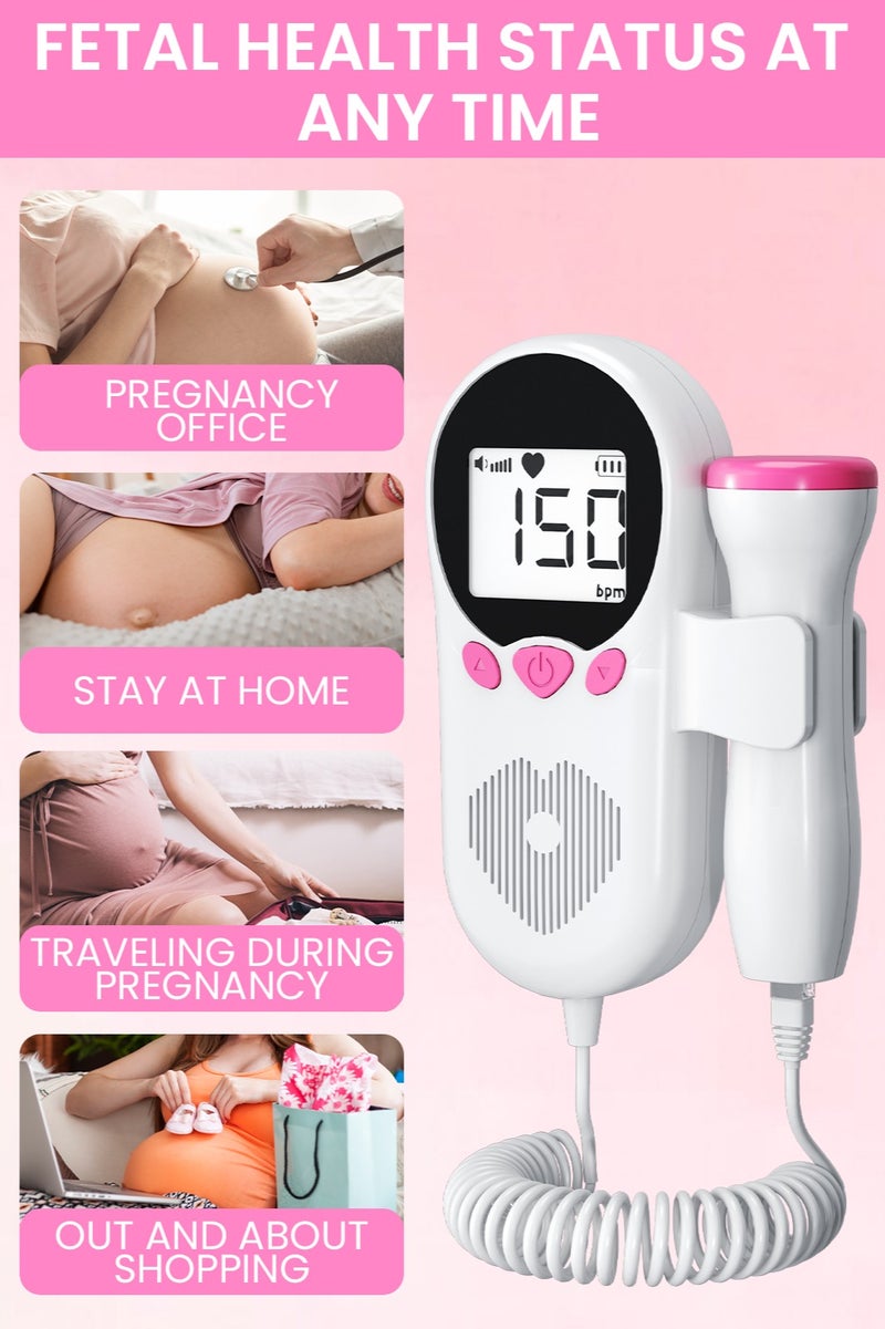 Portable Ultrasound Doppler Fetal Heart Rate Monitor - Baby Heartbeat Monitor Doppler with HD LCD Screen, Safe Prenatal Device for Moms - Image 3