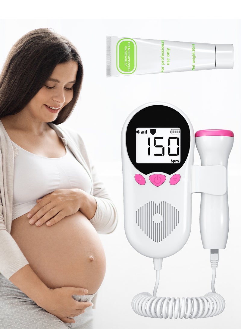 Portable Ultrasound Doppler Fetal Heart Rate Monitor - Baby Heartbeat Monitor Doppler with HD LCD Screen, Safe Prenatal Device for Moms - Image 2