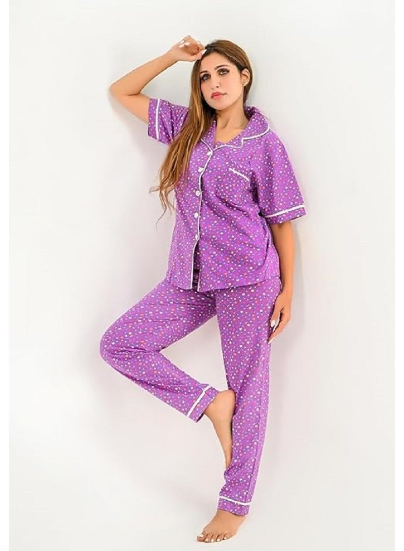 Women's pajama set - 2-piece summer tracksuit, pants and shirt - printed with different designs and specially designed to provide comfort and freshness  - Image 2