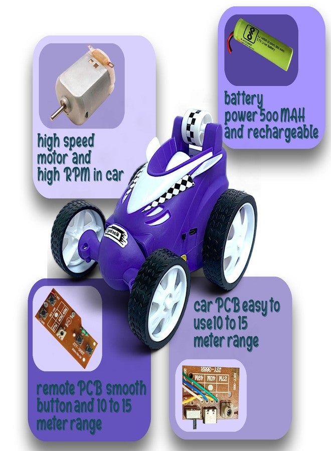 SMART BOY 360° Rechargeable Stunt Car - High-Speed Spinning Action, Extreme Tricks, USB Charging - Fun RC Toy for Kids “High-Speed Spinning Action, Extreme Tricks, USB Charging” (368 - Purple) - Image 5