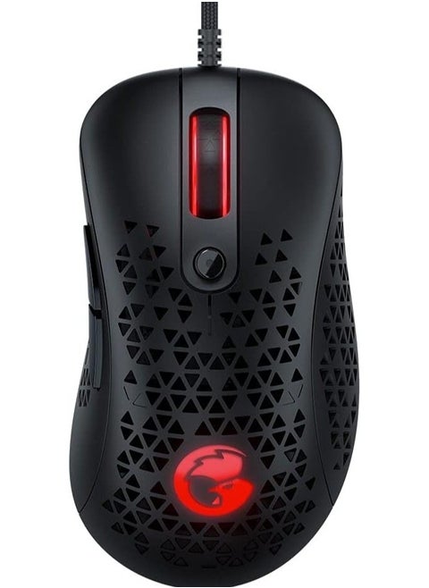 Gamesir Gm500 Ultralight Ergonomic Gaming Mouse With Strong Skeleton Design, Featherweight Braided Cable, 3 Types Led Effects, Compatible With Windows Pc (Windows 7 Or Later)  Macos - Black
